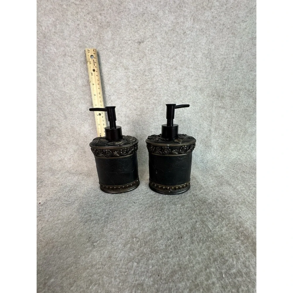BRONZE,BROWN RESIN PUMP,BATHROOM SOAP+LOTION DISPENSER Set‎ Of 2